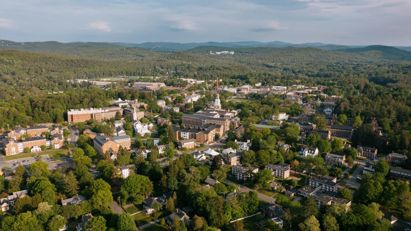 Aerial photo of the Dartmouth campus